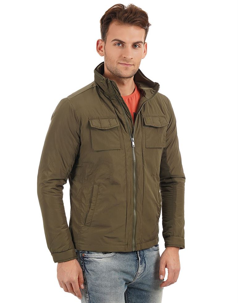 Indian Terrain Men Casual Wear Solid Jacket